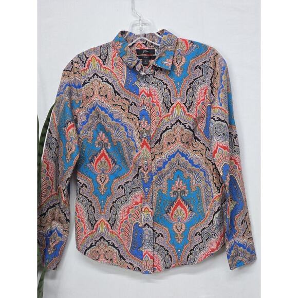J. Crew Slim Perfect Shirt in Ratti Mediterranean Paisley Print Button Front 2 - Picture 2 of 5